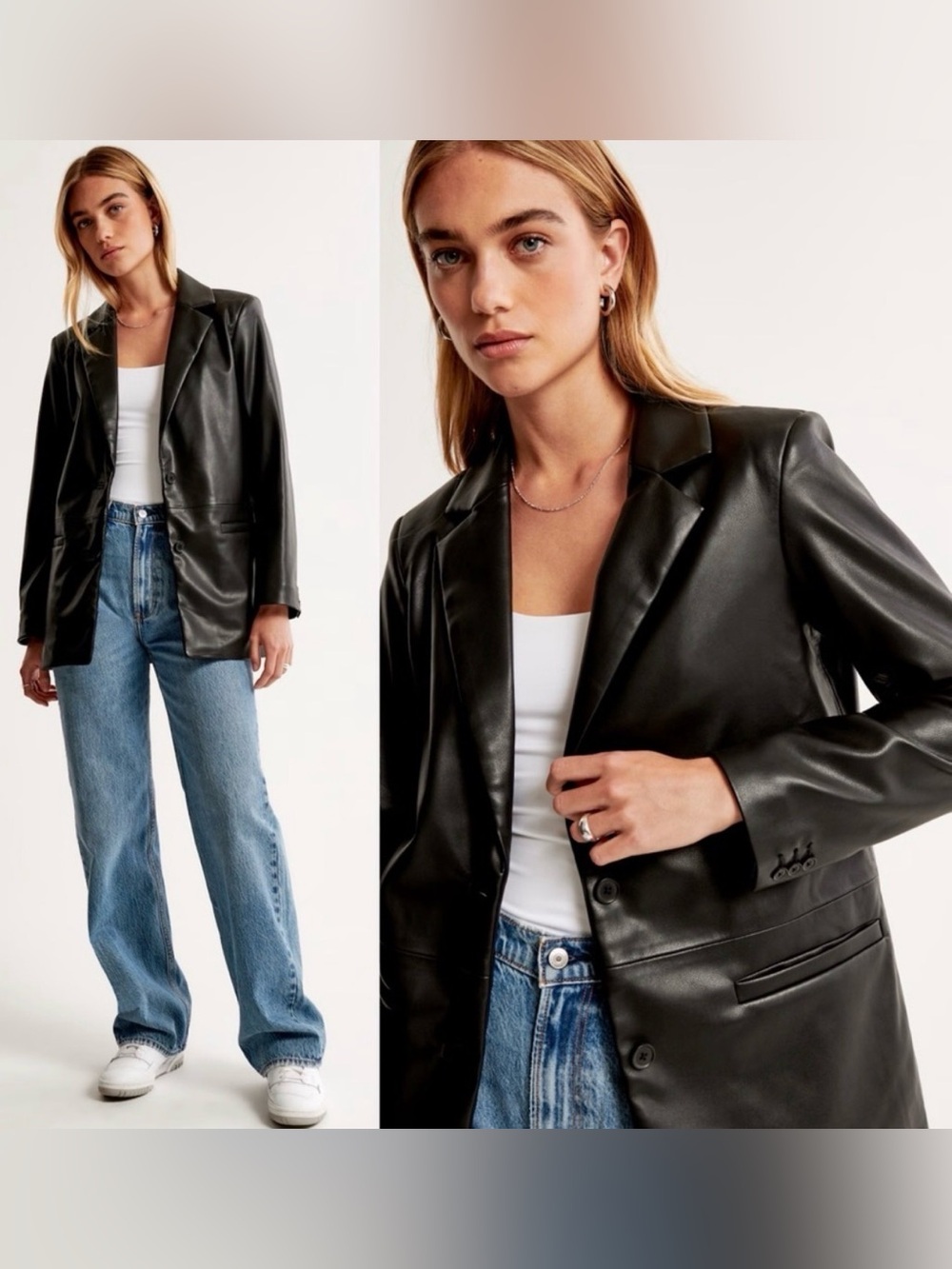 Abercrombie & Fitch Black Faux Leather Blazer